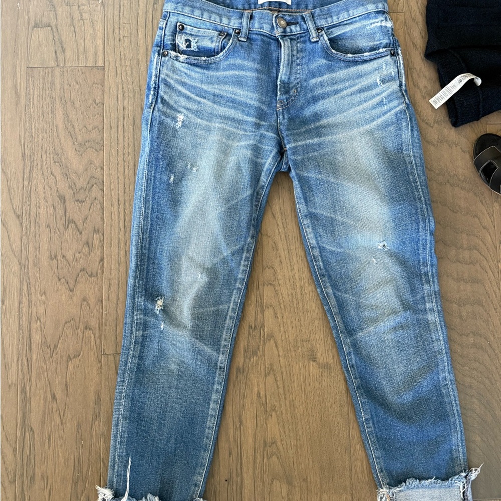 Moussy Light Blue Distressed Ankle Jeans 26 stretch